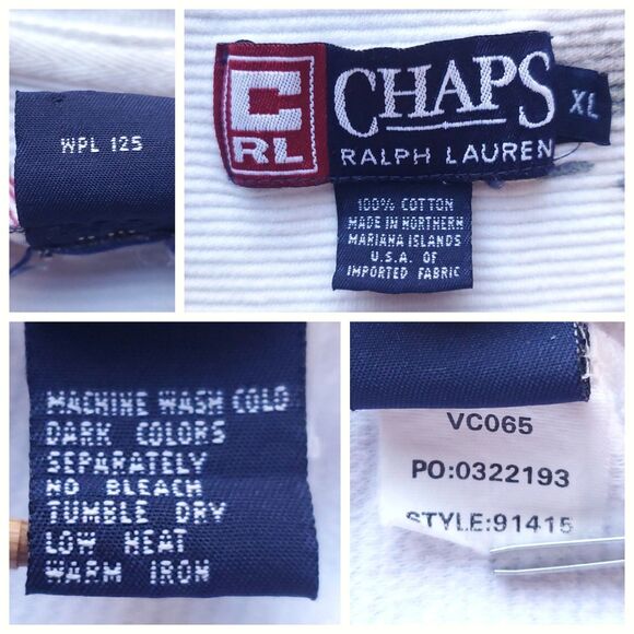 VINTAGE Chaps Ralph Lauren Ribbed Polo Shirt XL Hawaiian Island Palm Tree Cotton - Picture 4 of 12